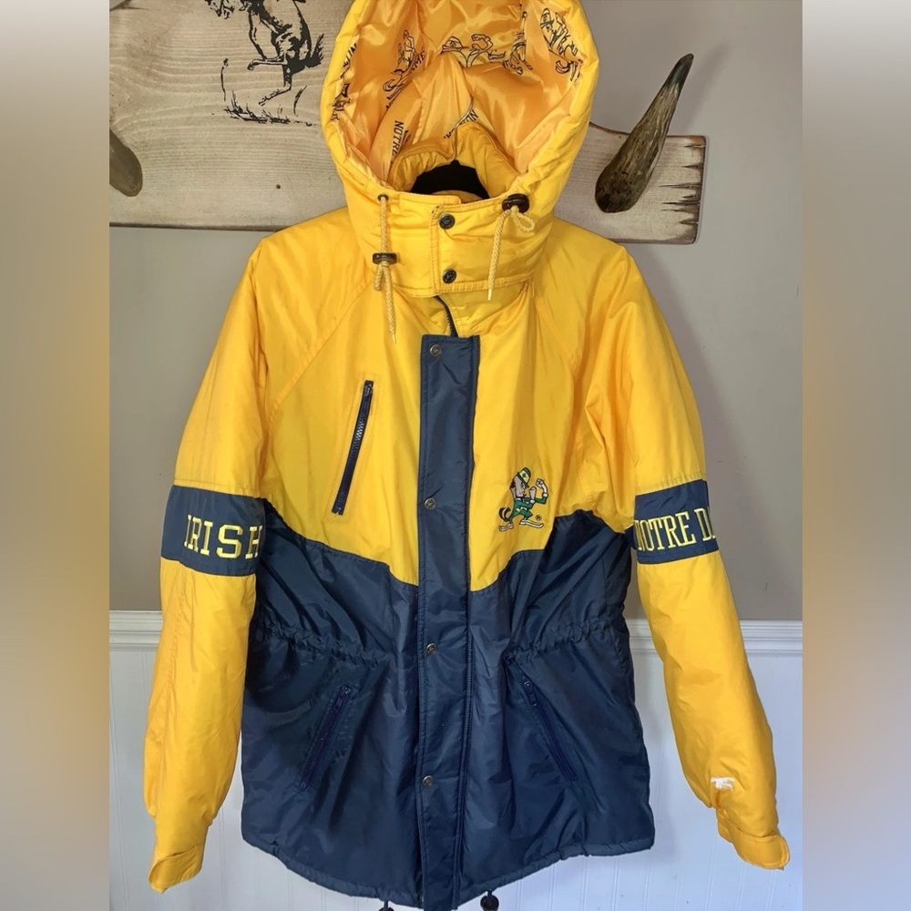 Vintage Notre Dame Fighting Irish Gold Stadium Parka Official Jacket M